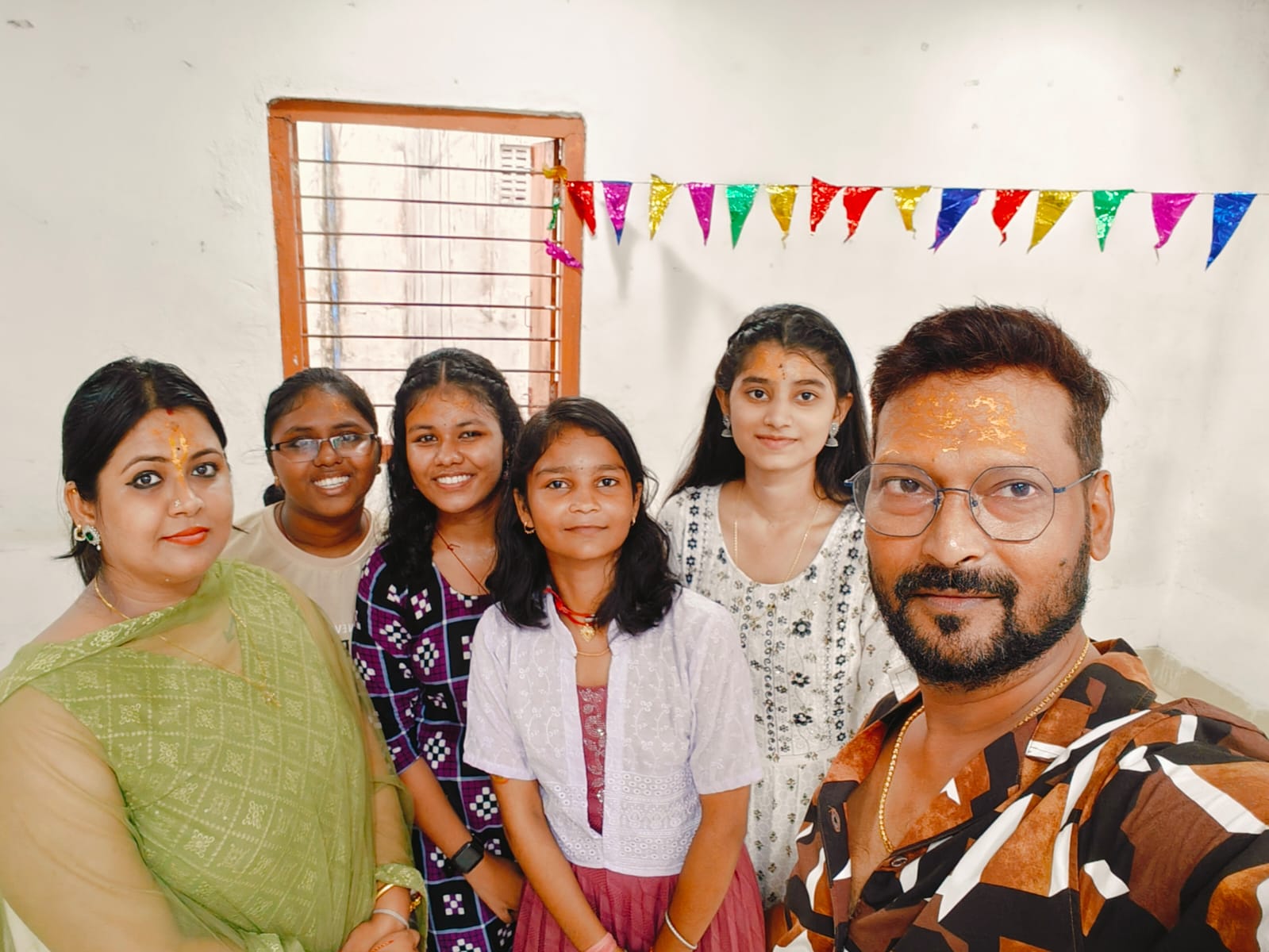 Ganesh Puja selfie celebration with girls section and teachers